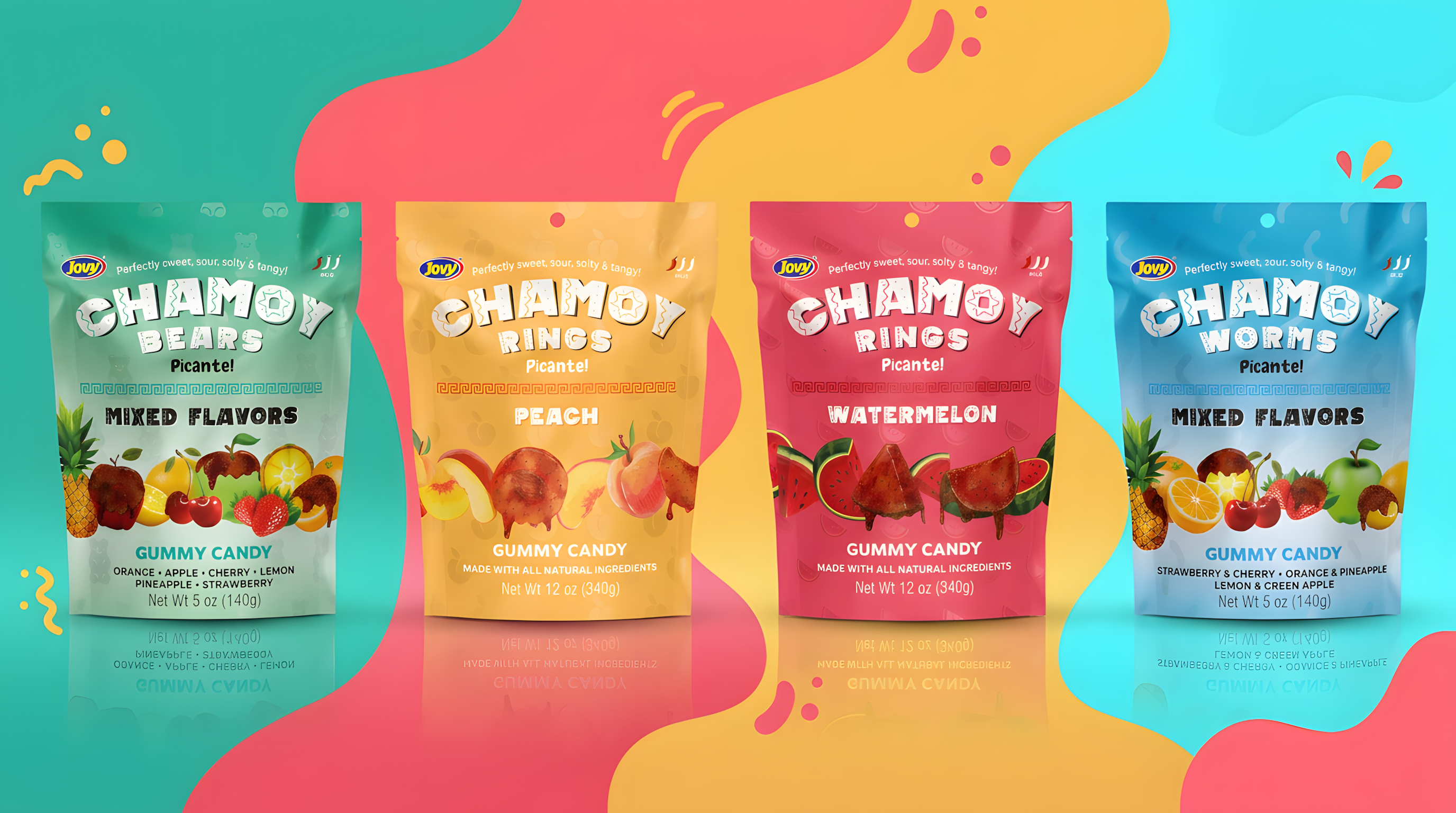 Jovy Candy chamoy candy packaging lineup